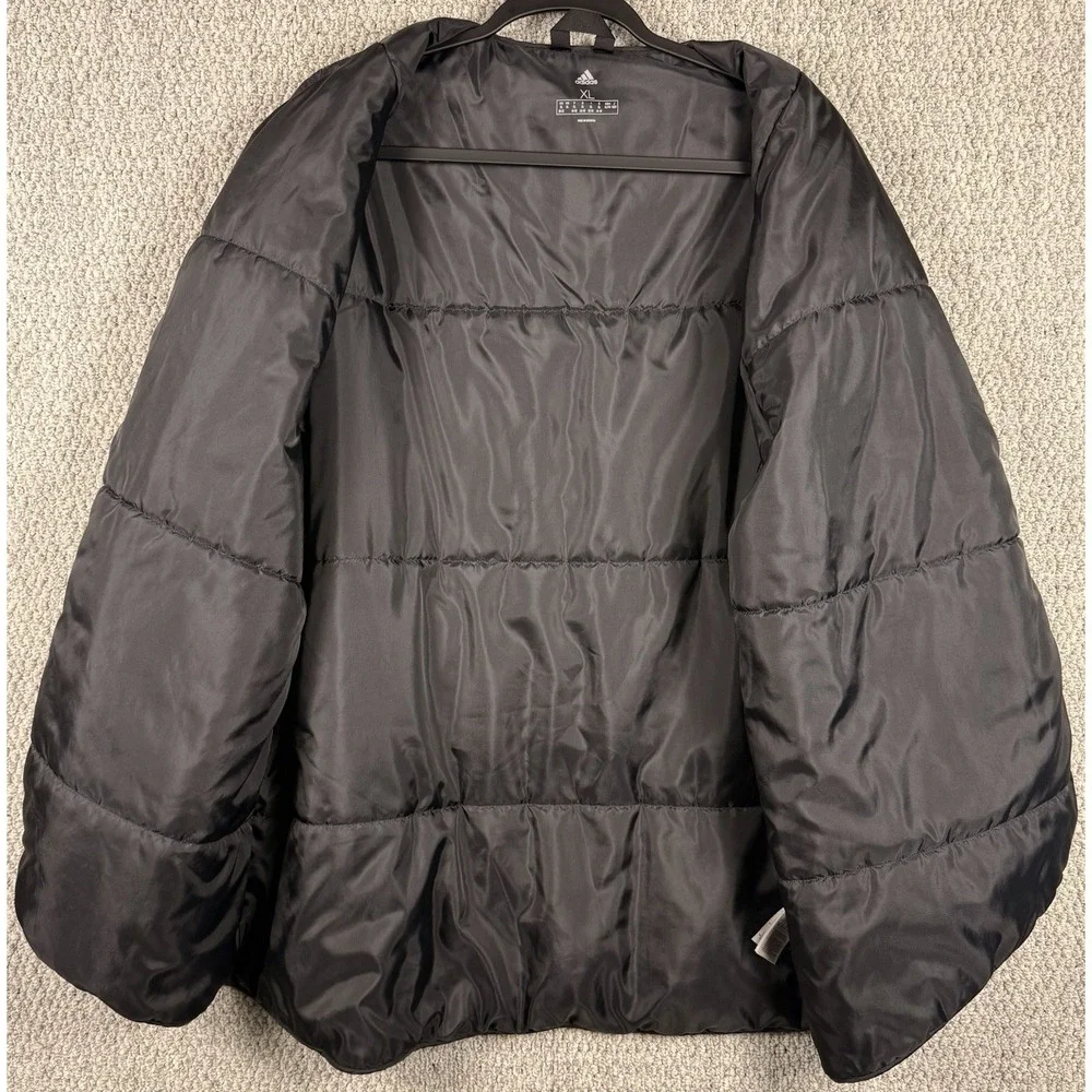 adidas Puffer Liner Jacket Mens XL Black Recycled Padded Snap Coat GL1008